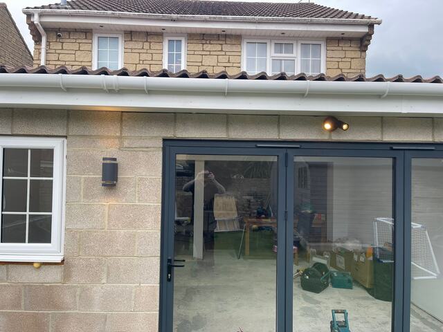 Outdoor lighting, rear elevation
